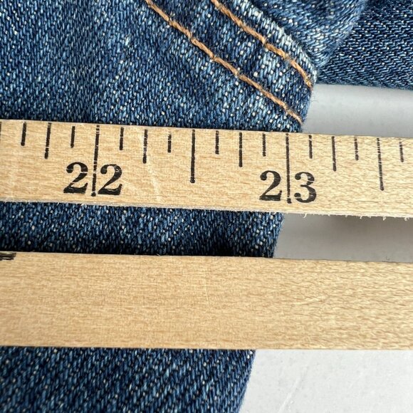 Y2K Levi's Jean Jacket Medium Blue Faded Trucker DIY Blue Tribal Sleeve Denim - Picture 14 of 16